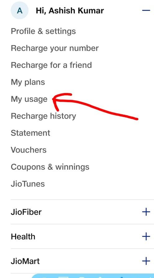 Jio Data Balance Check